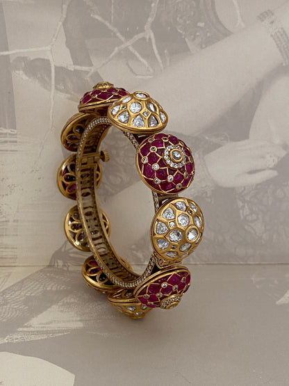 Royal Floral Design Gold Bangle (Size 2.2)