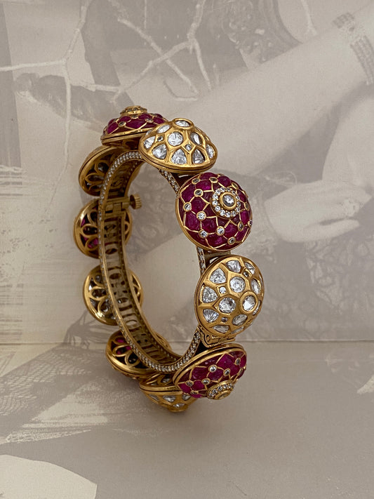 Royal Floral Design Gold Bangle (Size 2.2)