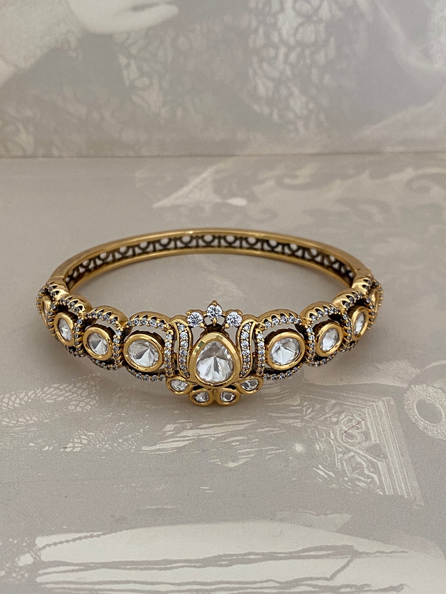 Classic Stone-Set Gold Bangle