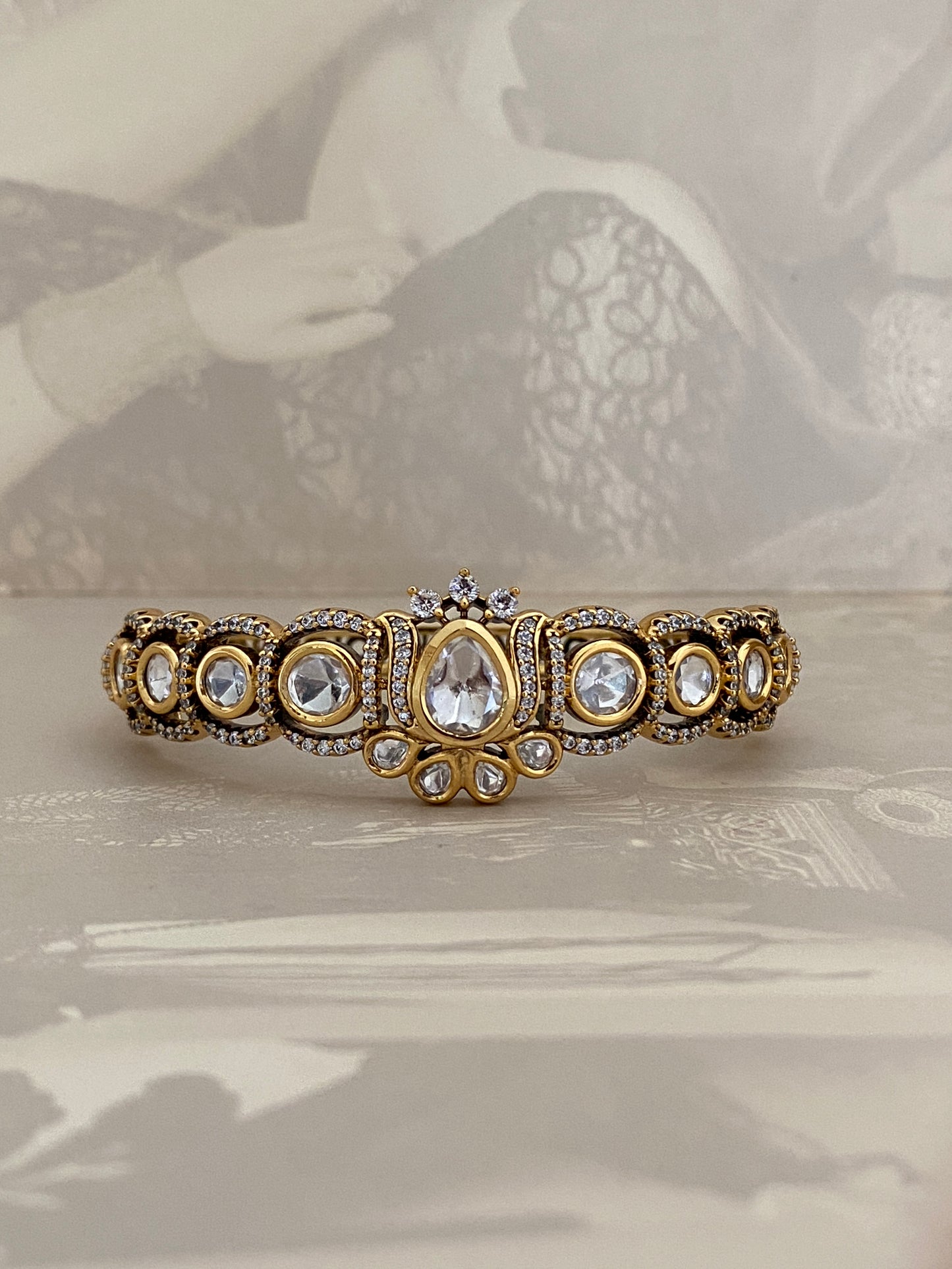 Classic Stone-Set Gold Bangle