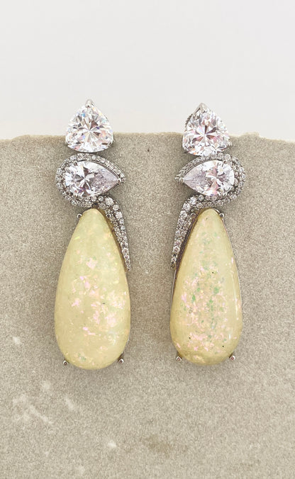 White Opal Cocktail Earrings