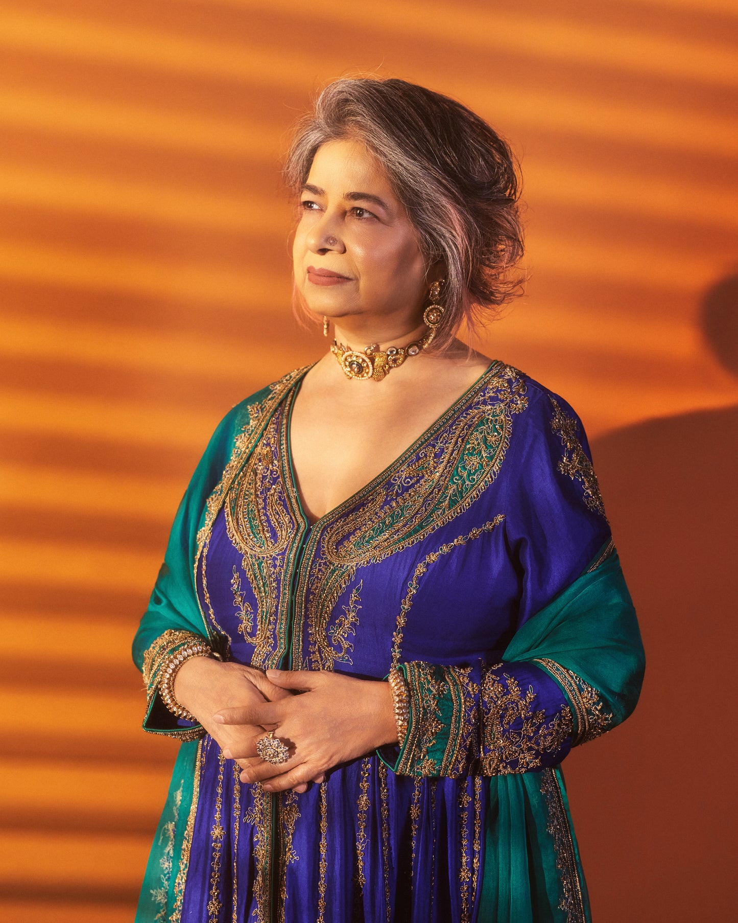 Rekha Bhardwaj in Floral Polki Ring
