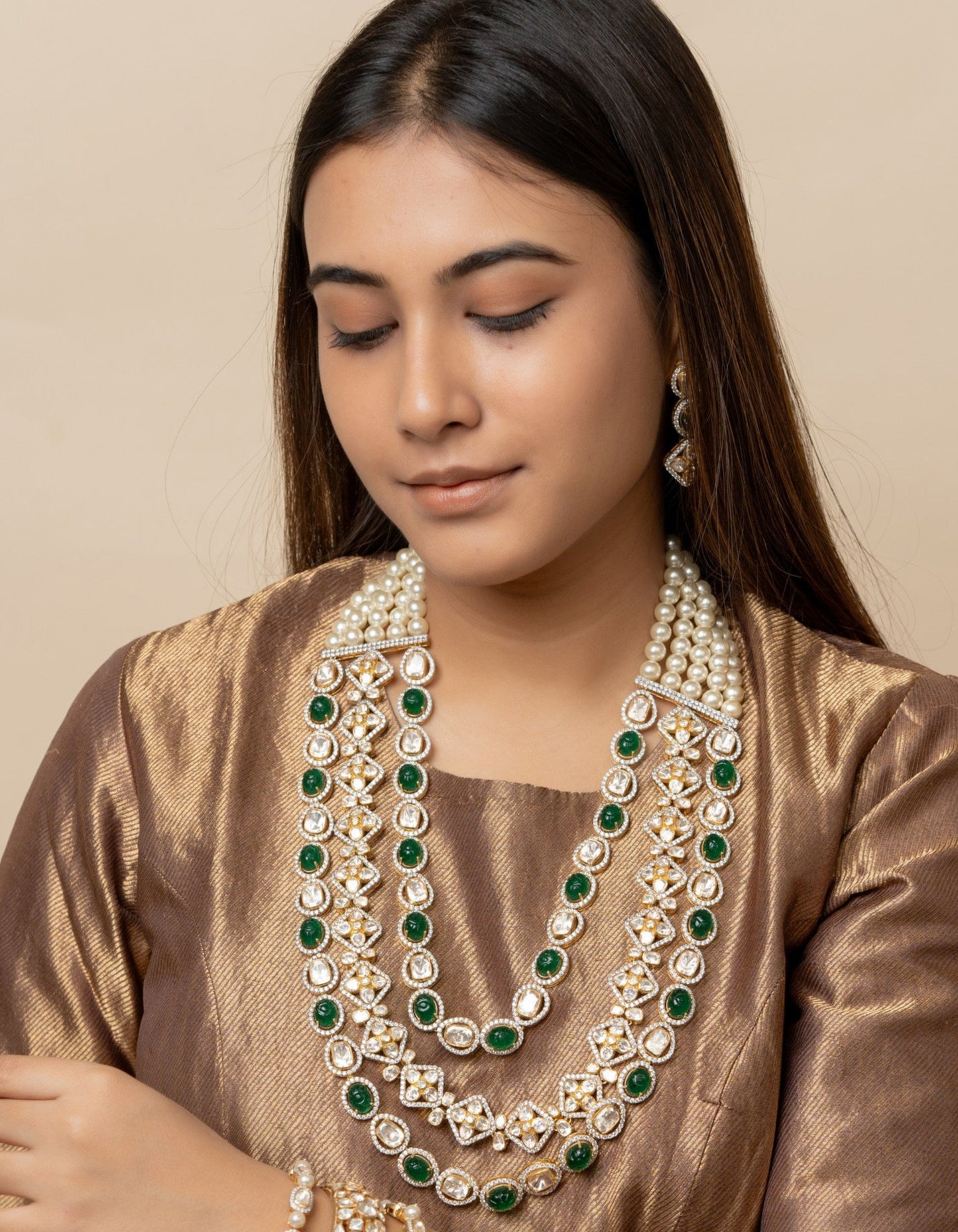 Majestic Emerald Layered Long Necklace