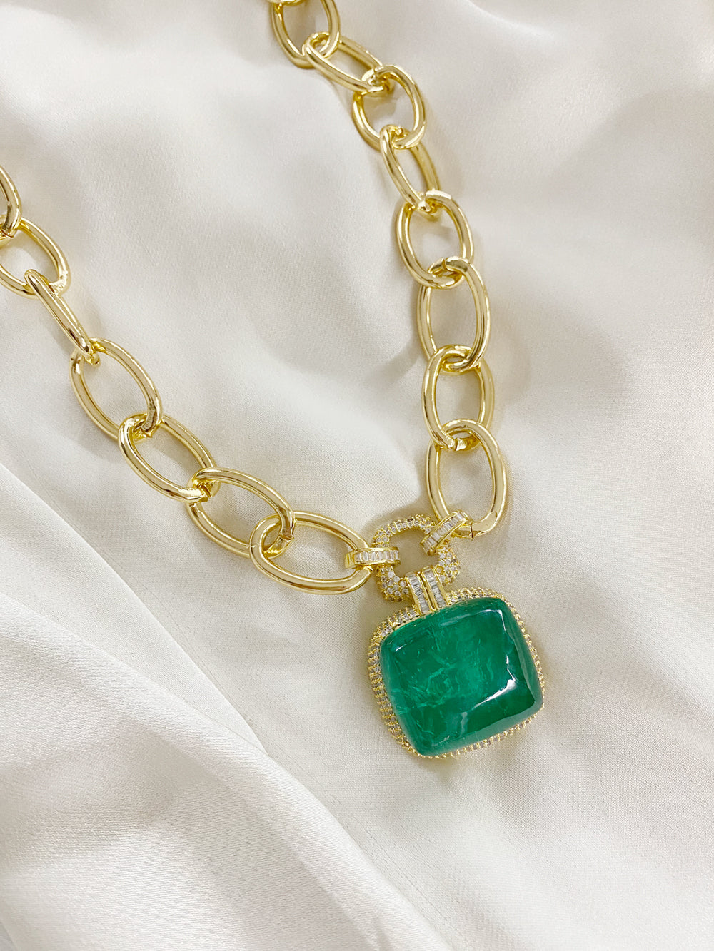 Cushion Cut Emerald Pendant