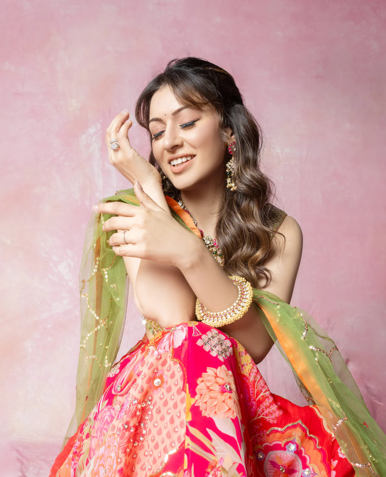 Hansika Motwani in Traditional Polki Kada With Pink Tourmaline
