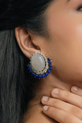 Oval Onyx Silver Studs