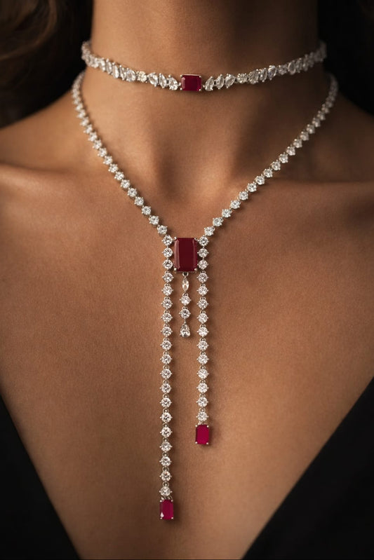 Stone Grid Luxe Necklace Set