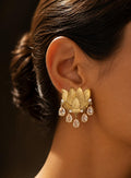Vintage Yellow Lotus Earring