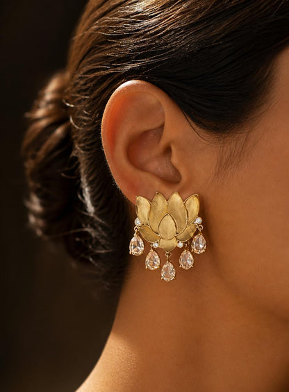 Vintage Yellow Lotus Earring