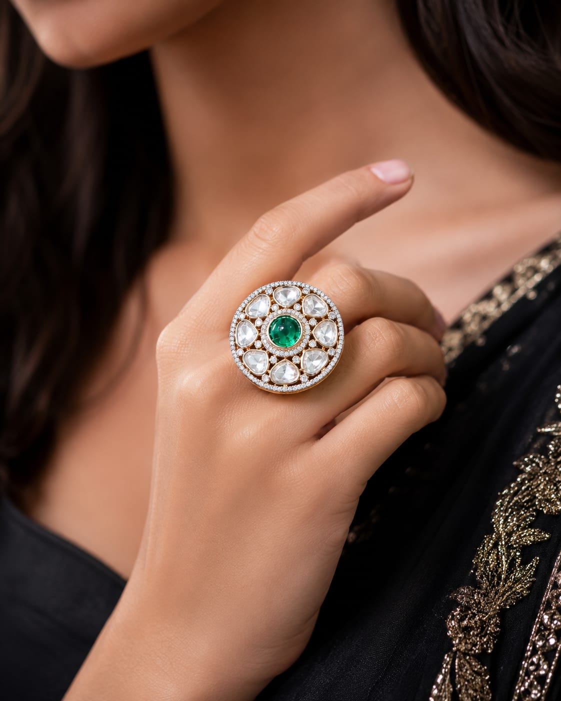 Kundan statement ring