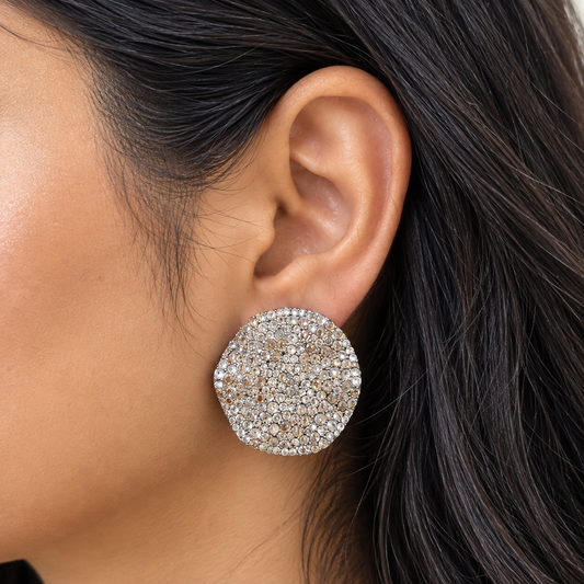 Round Crystal Cluster Studs