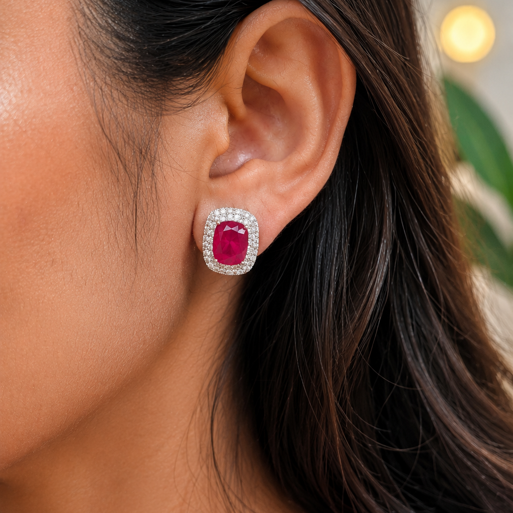 Mauve Cushion Studs